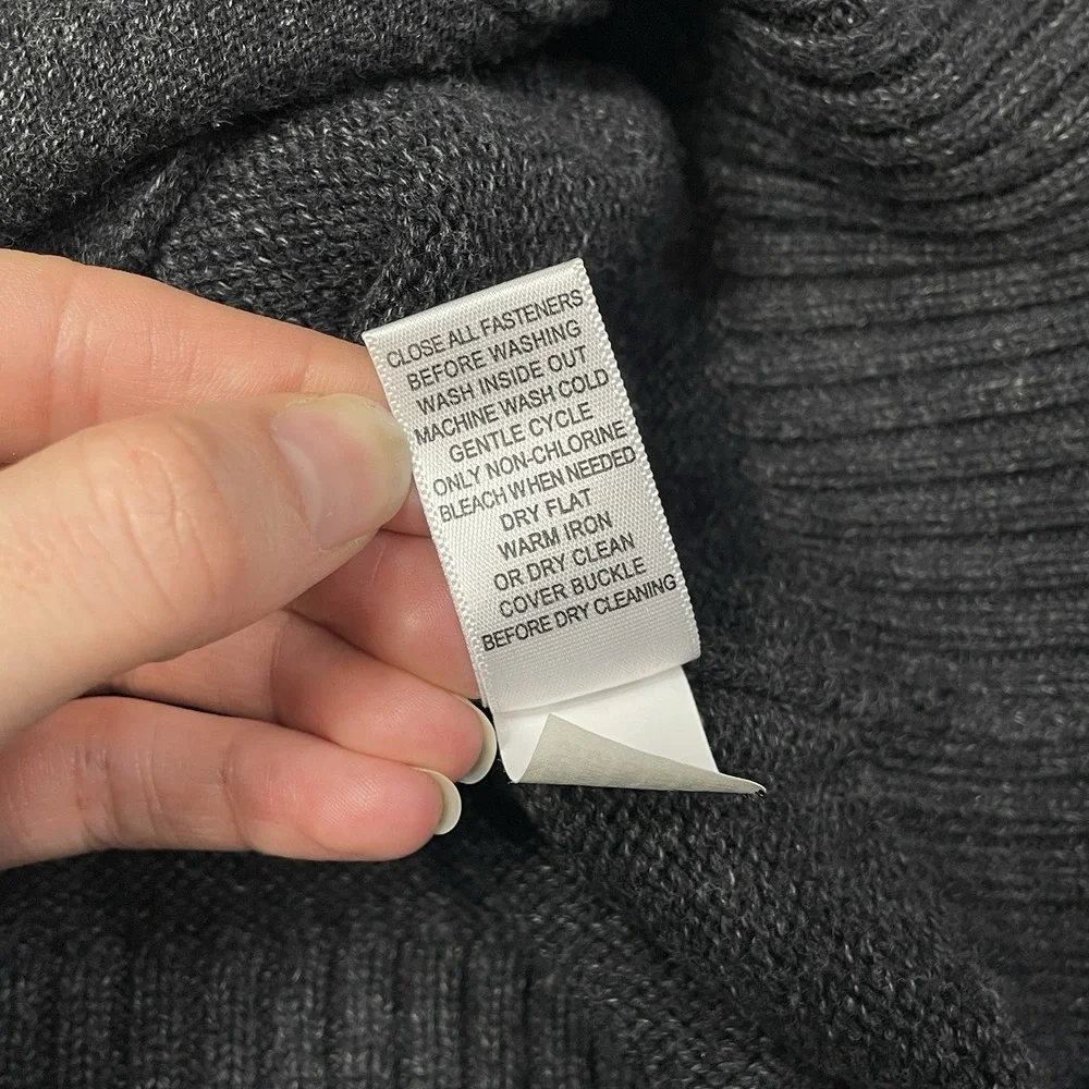 Banana Republic Men's Large Cotton Sweater Jacket Charcoal Gray Military